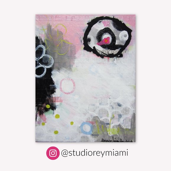 Abstract Painting 11"x14" - A Captivating Fusion of Expressionism and Collage - Picture 1 of 6